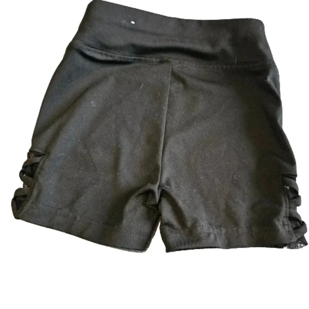 Justice Girls Black Compression Shorts with Lace vented sides